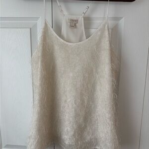 J. Crew White Fuzzy Camisole Top